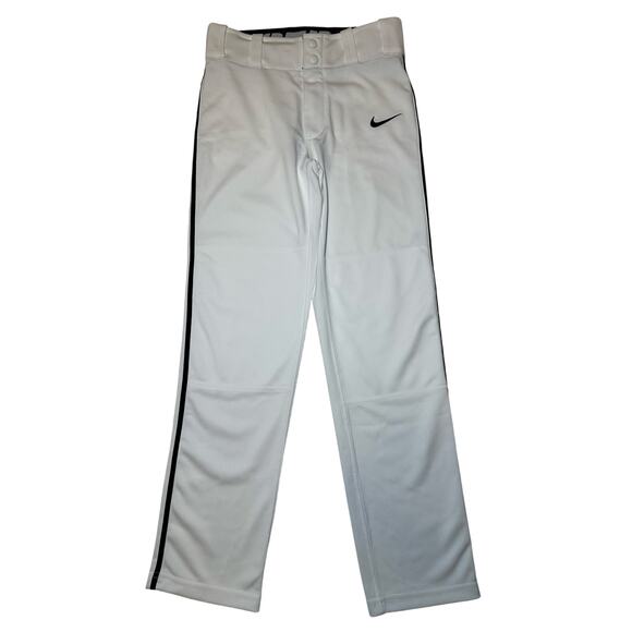 Nike Dri Fit Youth Boys Size Medium White Black Stripe Baseball Pant Swoosh - Picture 1 of 6